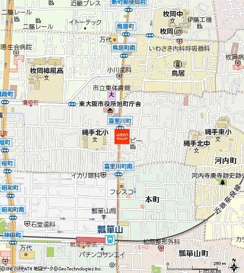マックスバリュ瓢箪山店付近の地図